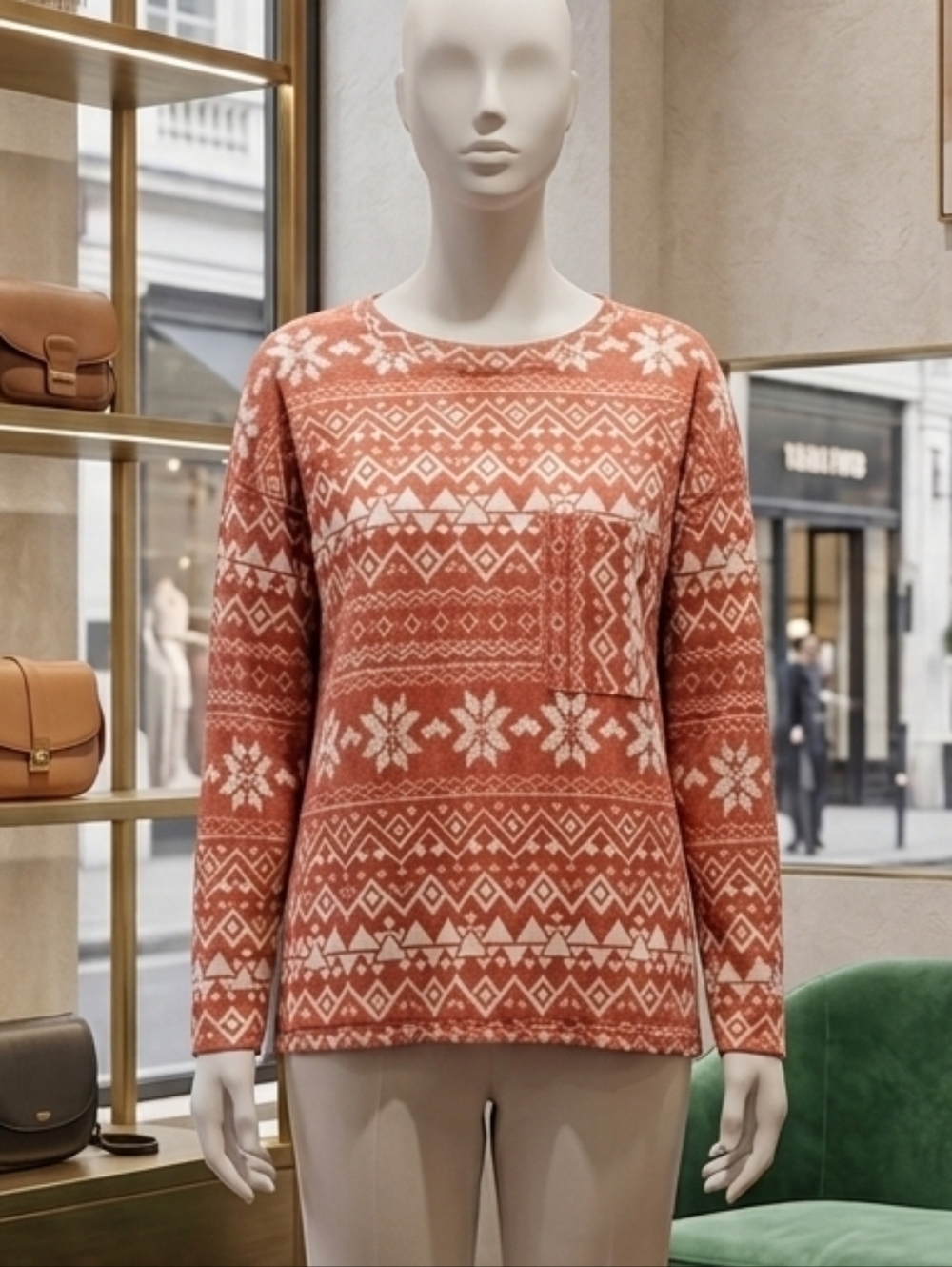 Entro Orange Patterned Sweater